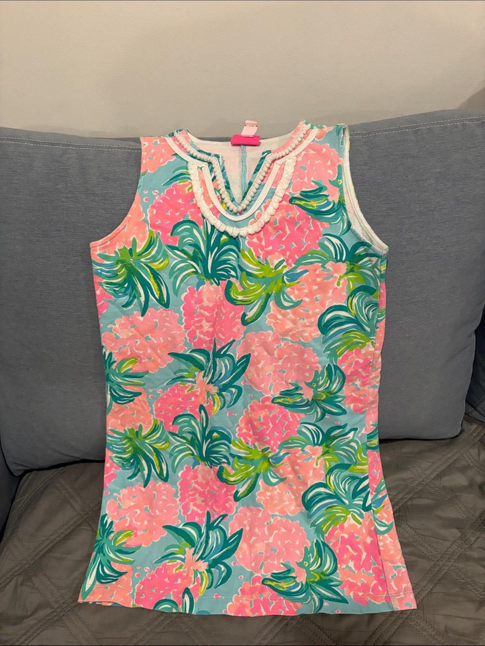 Lilly Pulitzer Girls Floral Shift Dress in Pink, Aqua & Green
